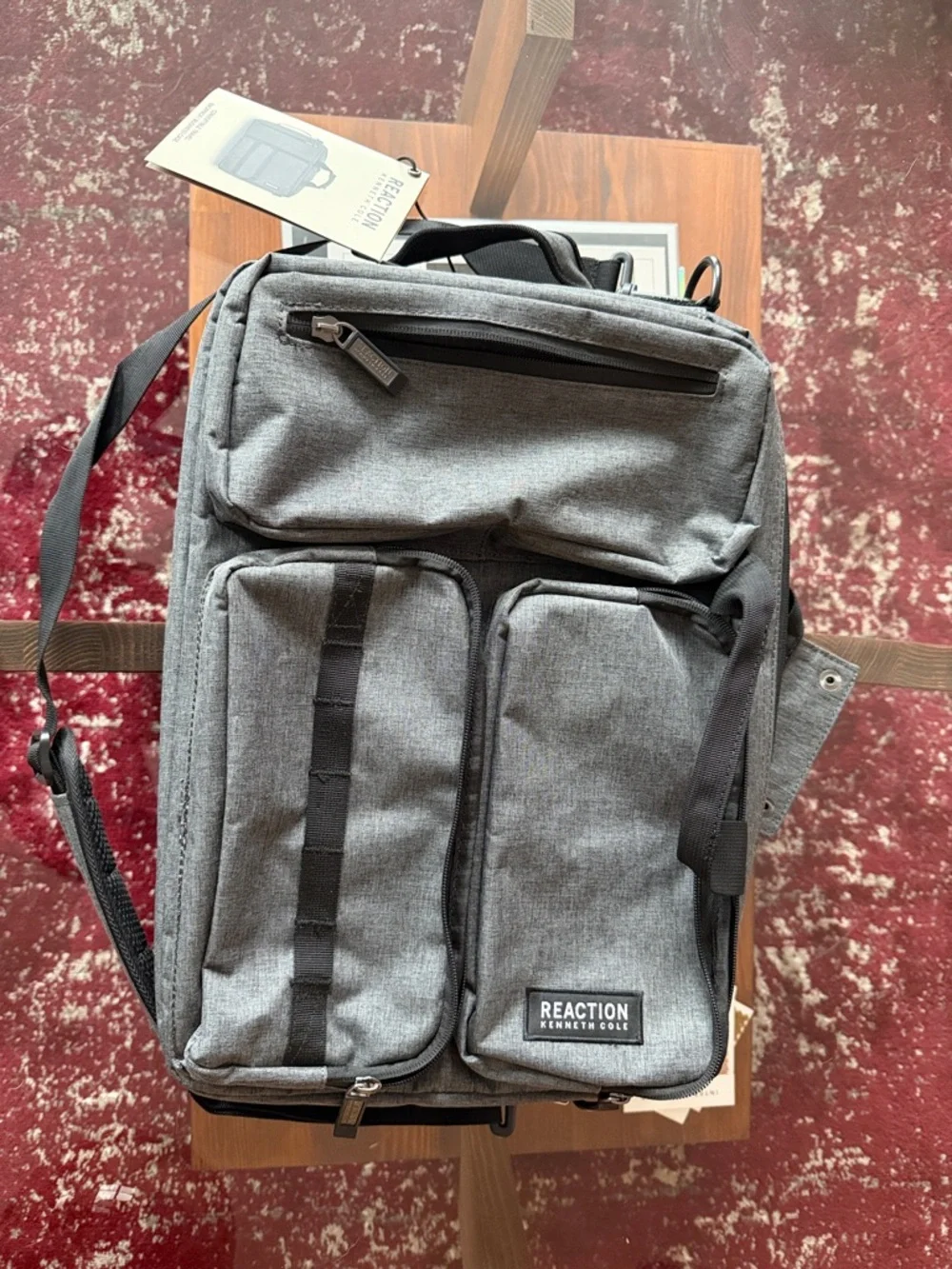 NWT Kenneth Cole Reaction Gray Men's Utility Backpack Messenger